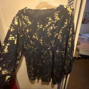 Navy blue and gold floral dress size 3x